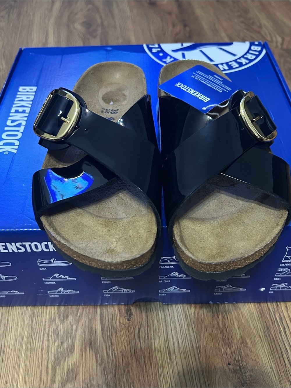 BIRKENSTOCK Siena big buckle black patent sandals shoes women’s eur 38 new - Picture 8 of 10